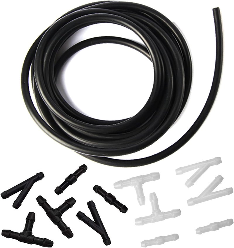JAMCARI Windshield Washer Hose Kit - 4 Meter Universal Washer Fluid Hose with 12 Pcs Hose Connectors, Suitable for Most Windshield Washer Nozzle Installation, Connect Car Water Pump and Nozzles - Image 1